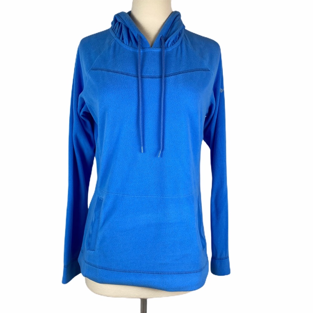 Columbia Fleece Blue Hooded Pullover Jacket Medium